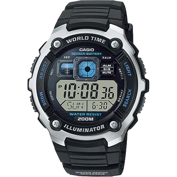 Casio Illuminator Black Dial Gents Watch - AE-2000W-1AVDF