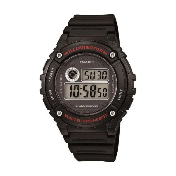Casio Illuminator Grey Dial Gents Watch - W-216H-1AVDF