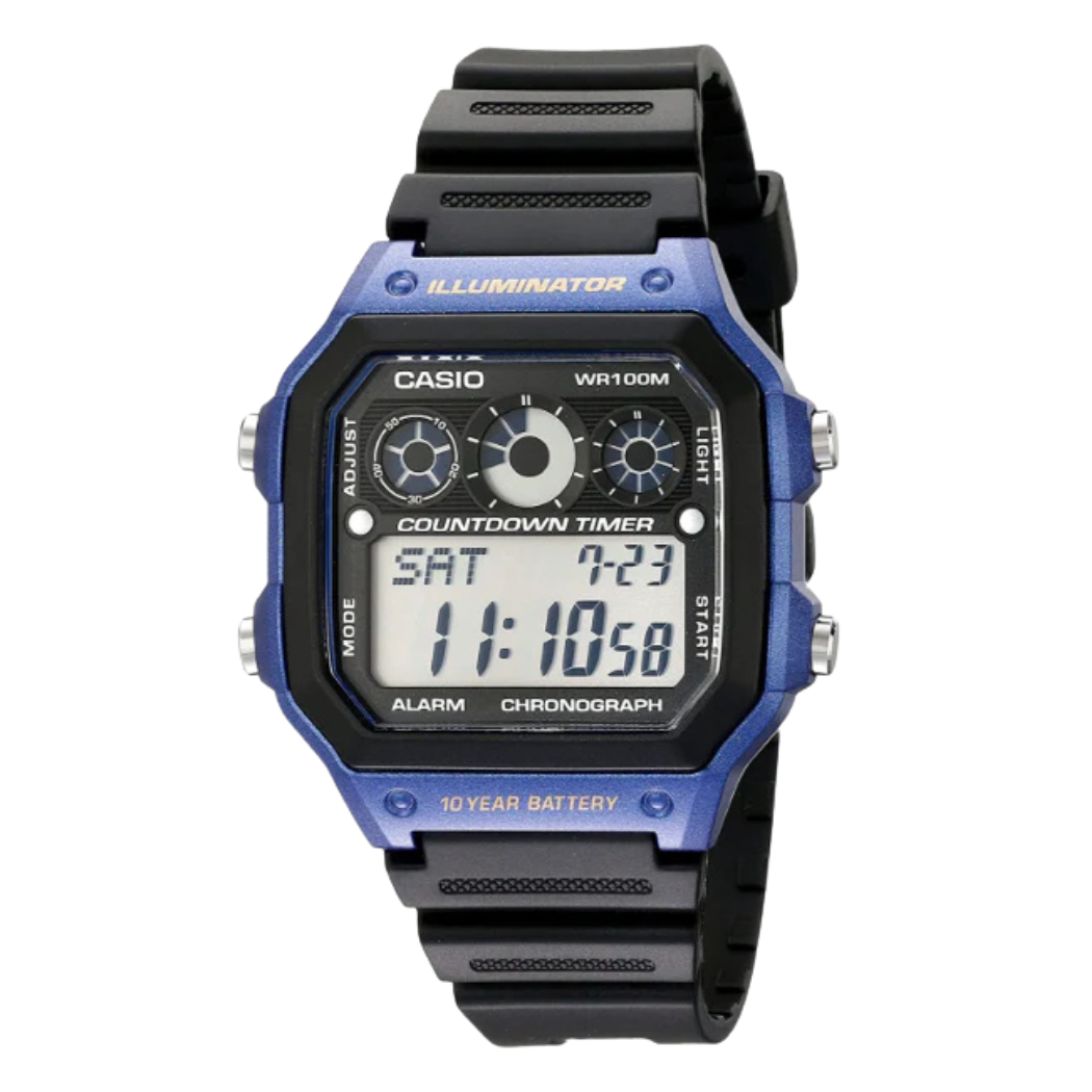 Casio Illuminator Black Dial Gents Watch - AE-1300WH-2AVDF