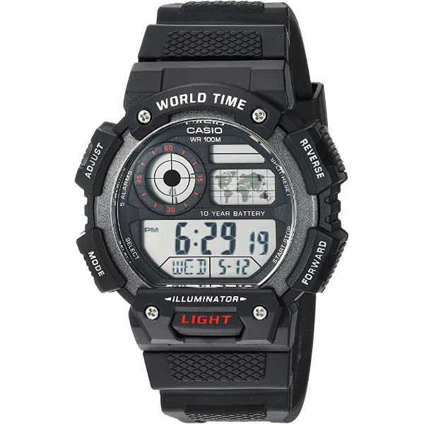 Casio Illuminator Black Dial Gents Watch - AE-1400WH-1AVDF
