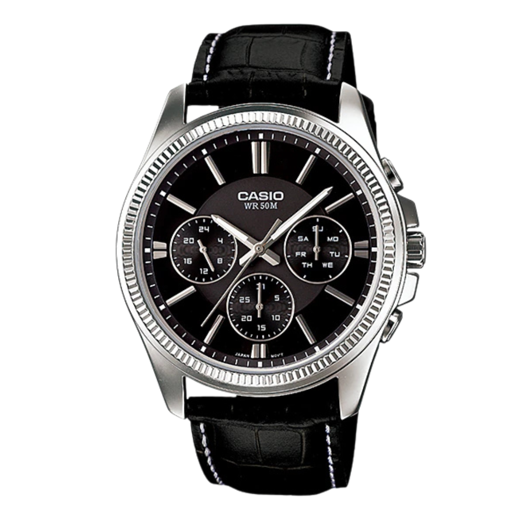 Casio Black Dial Chronograph Gents Watch - MTP-1375L-1AVDF