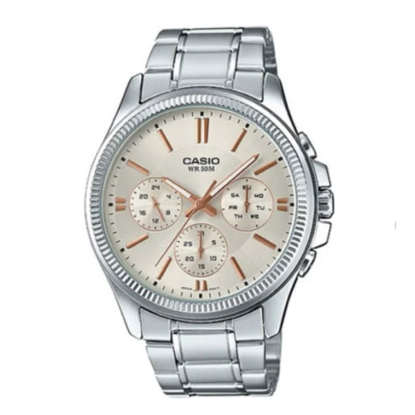 Casio Gold Dial Chronograph Gents Watch - MTP-1375D-72A2VDF