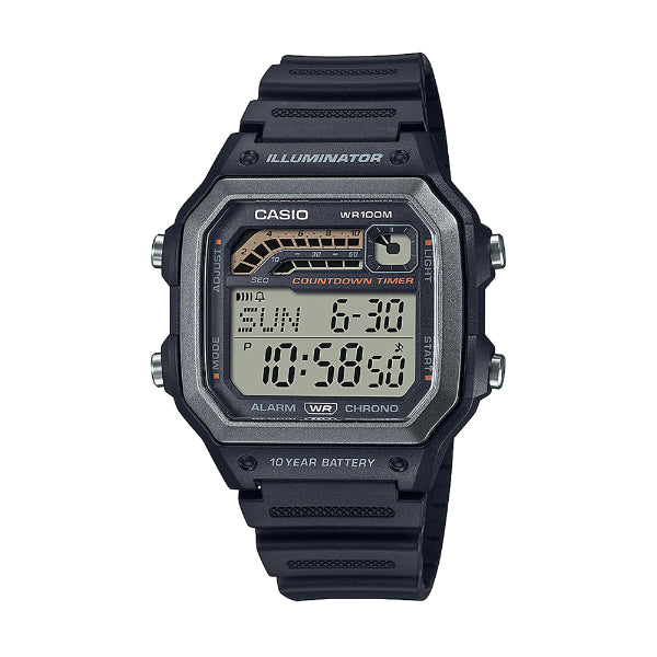 Casio Illuminator Grey Dial Gents Watch - WS-1600H-1AVDF