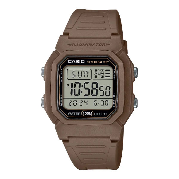 Casio Illuminator Grey Dial Gents Watch - W-800H-5AVDF