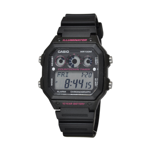 Casio Illuminator Black Dial Gents Watch - AE-1300WH-1A2VDF