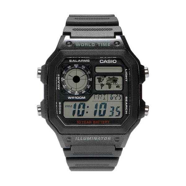 Casio Illuminator Black Dial Gents Watch - AE-1200WH-1AVDF