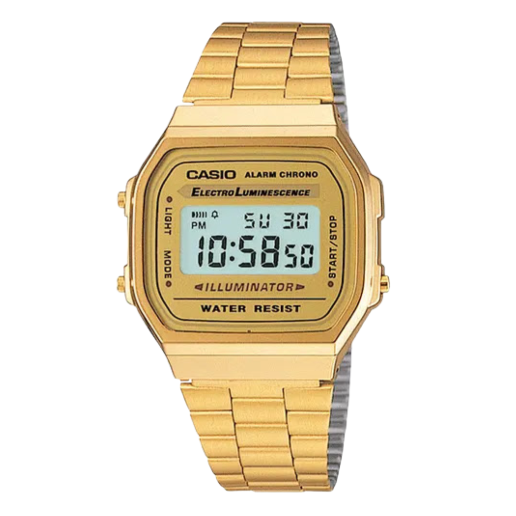 Casio Vintage Gold Dial Gents Watch - A-168WG-9WDF