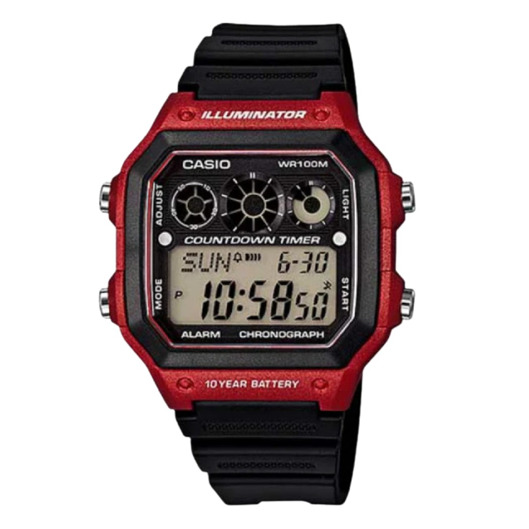 Casio Illuminator Black Dial Gents Watch - AE-1300WH-4AVDF