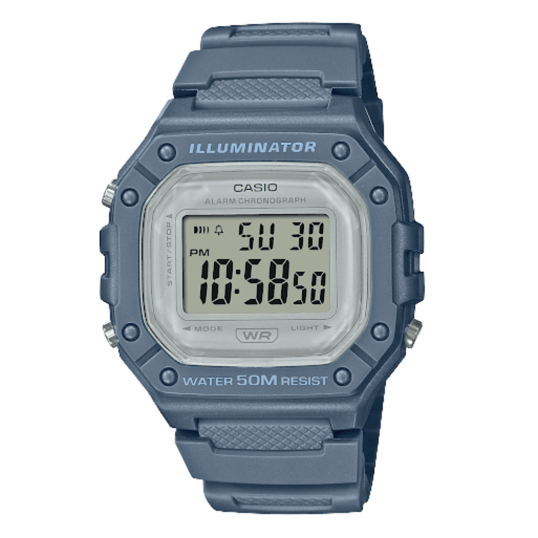 Casio Illuminator Blue Dial Gents Watch - W-218HC-2AVDF