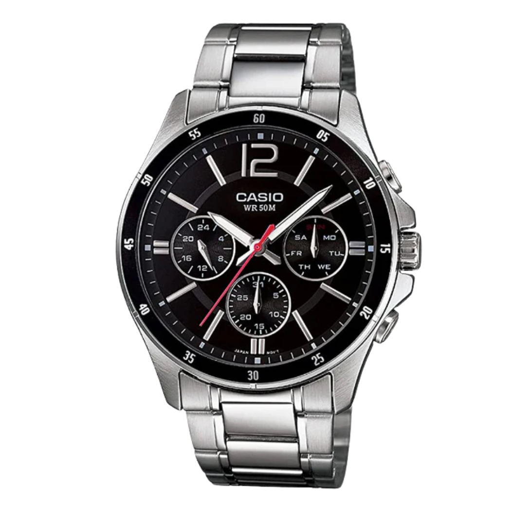 Casio Black Dial Chronograph Gents Watch - MTP-1374D-1AVDF