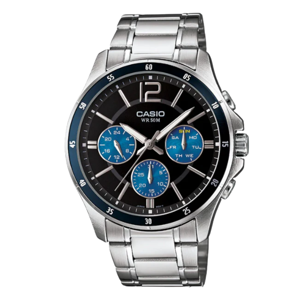 Casio Black Dial Chronograph Gents Watch - MTP-1374D-2AVDF