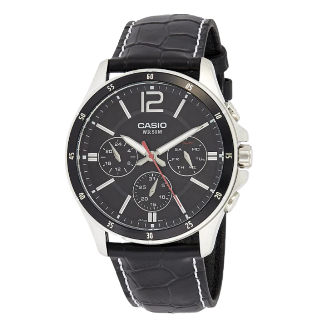 Casio Black Dial Chronograph Gents Watch - MTP-1374L-1AVDF