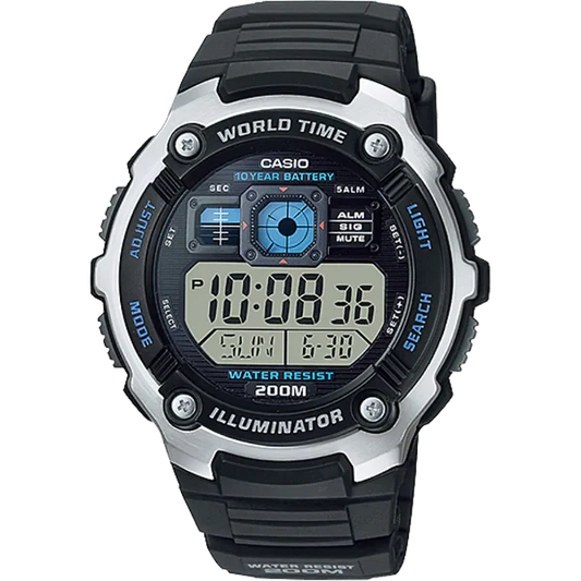 Casio Illuminator Black Dial Gents Watch - AE-2000W-1AVDF