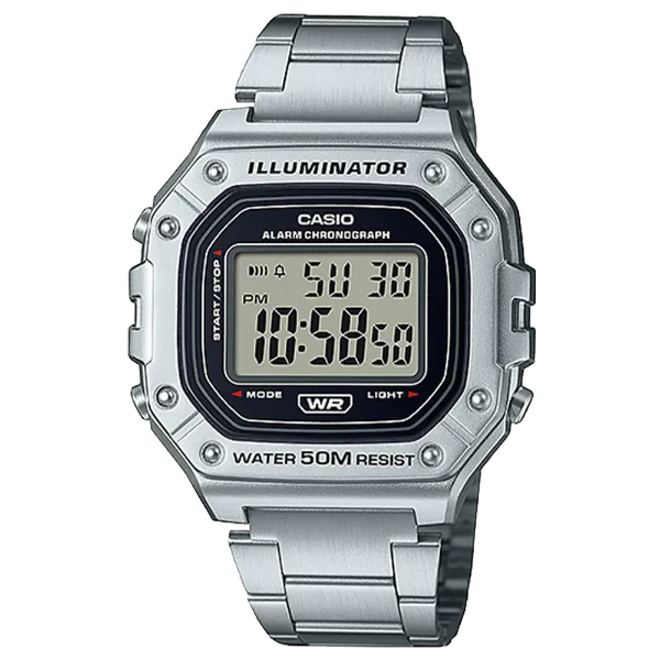 Casio Illuminator Black Dial Gents Watch - W-218HD-1AVDF