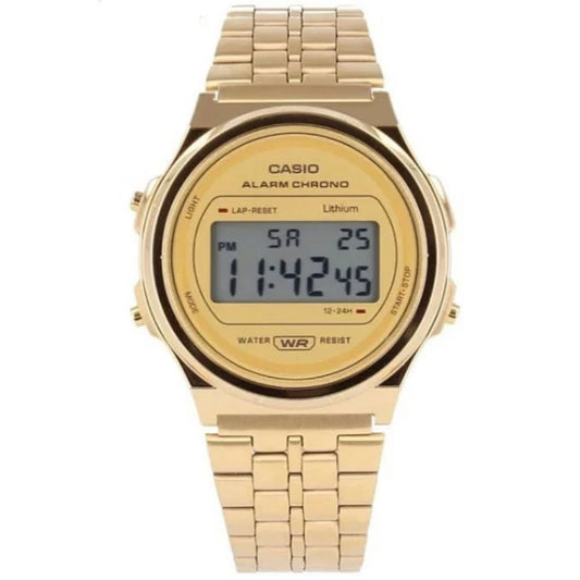 Casio Vintage Gold Dial Unisex Watch - A-171WEG-9A