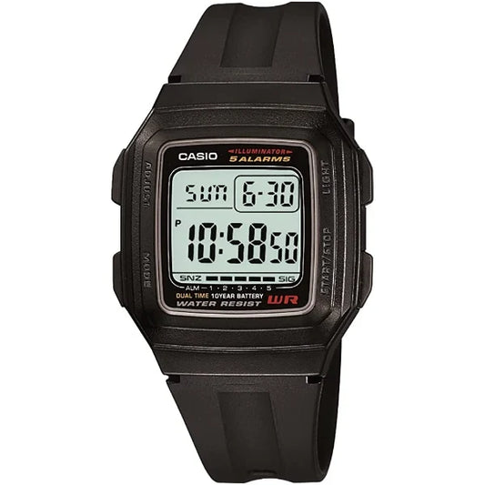 Casio Black Dial Unisex Watch - F-201WA-1ADF