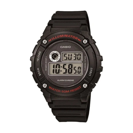 Casio Illuminator Grey Dial Gents Watch - W-216H-1AVDF