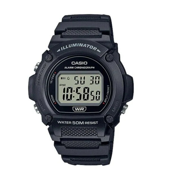 Casio Illuminator Grey Dial Gents Watch - W-219H-1AVDF
