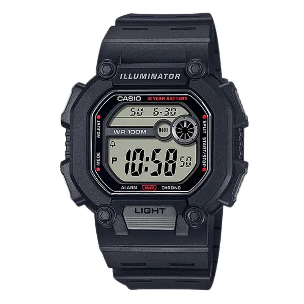 Casio Illuminator Grey Dial Gents Watch - W-737H-1AVDF