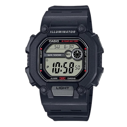 Casio Illuminator Grey Dial Gents Watch - W-737H-1AVDF