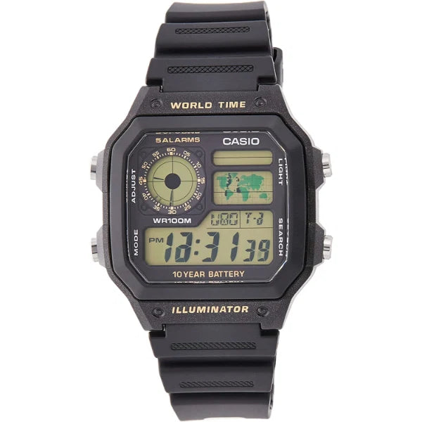 Casio Illuminator Green Dial Gents Watch - AE-1200WHB-1BVDF