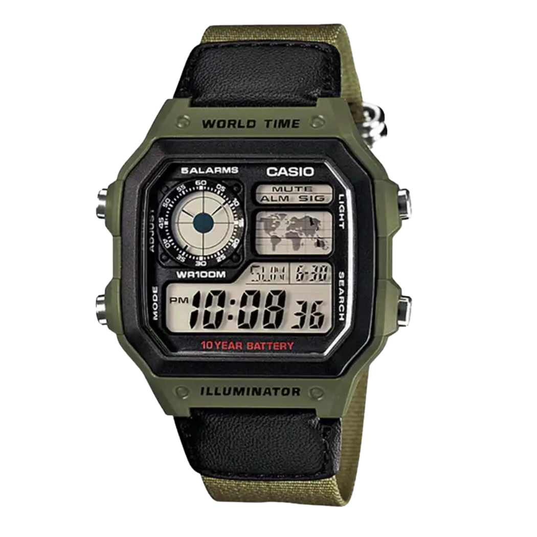 Casio Illuminator Black Dial Gents Watch - AE-1200WHB-3BVDF
