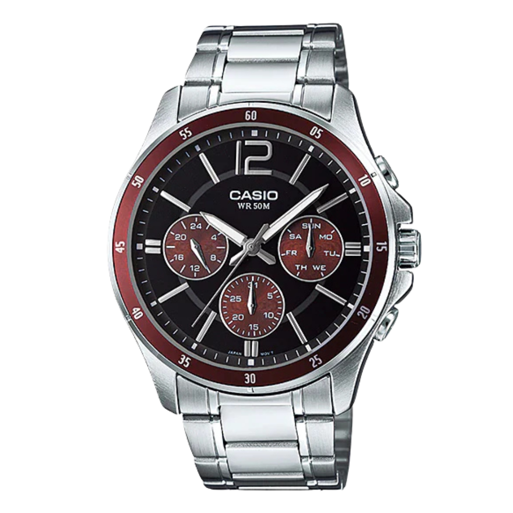 Casio Black Dial Chronograph Gents Watch - MTP-1374D-5AVDF