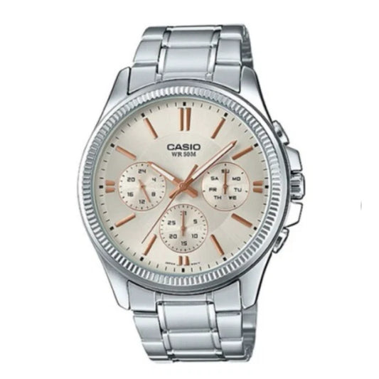 Casio Gold Dial Chronograph Gents Watch - MTP-1375D-72A2VDF