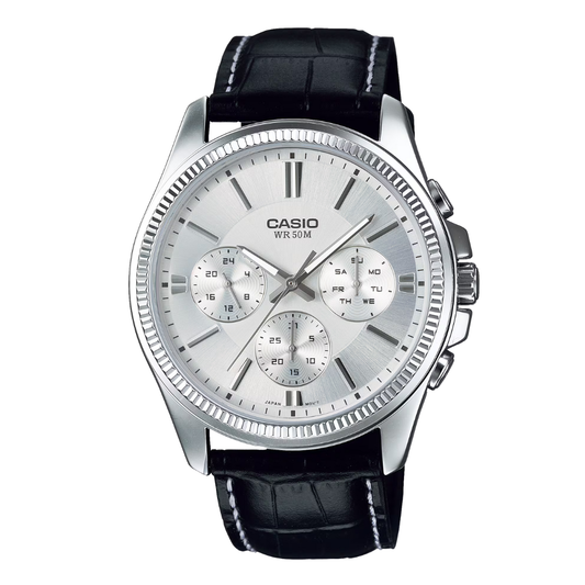 Casio Silver Dial Chronograph Gents Watch - MTP-1375L-7AVDF