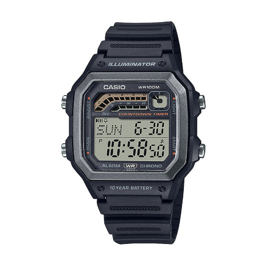 Casio Illuminator Grey Dial Gents Watch - WS-1600H-1AVDF