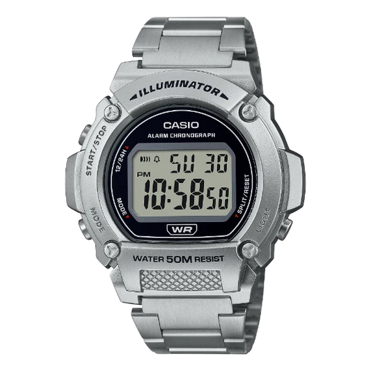 Casio Illuminator Black Dial Gents Watch - W-219HD-1AVDF