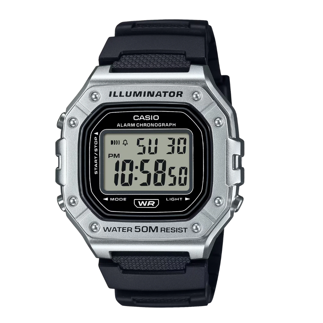Casio Illuminator Black Dial Gents Watch - W-218HM-7AVDF