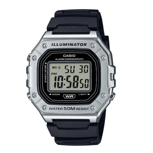 Casio Illuminator Black Dial Gents Watch - W-218HM-7AVDF