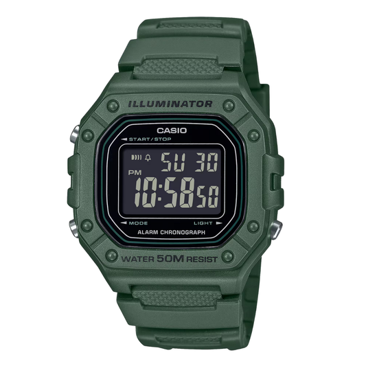 Casio Illuminator Black Dial Gents Watch - W-218H-3BVDF
