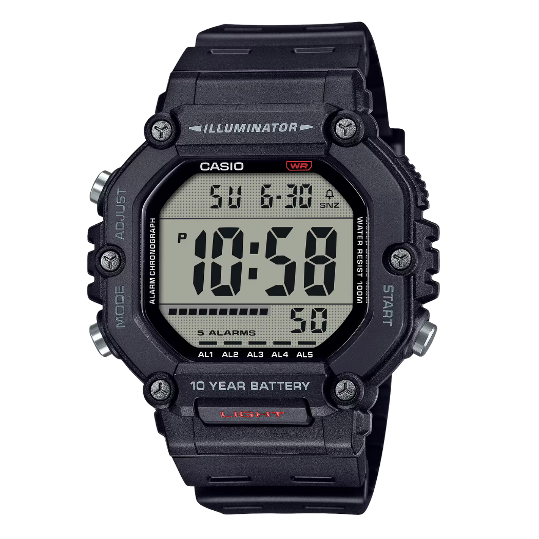 Casio Illuminator Black Dial Gents Watch - AE-1600H-1AVDF