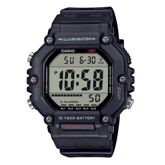 Casio Illuminator Black Dial Gents Watch - AE-1600H-1AVDF