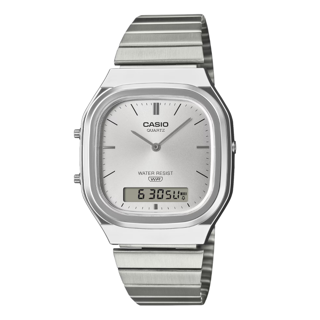 Casio Vintage Silver Dial Gents Watch - AQ-240E-7ADF