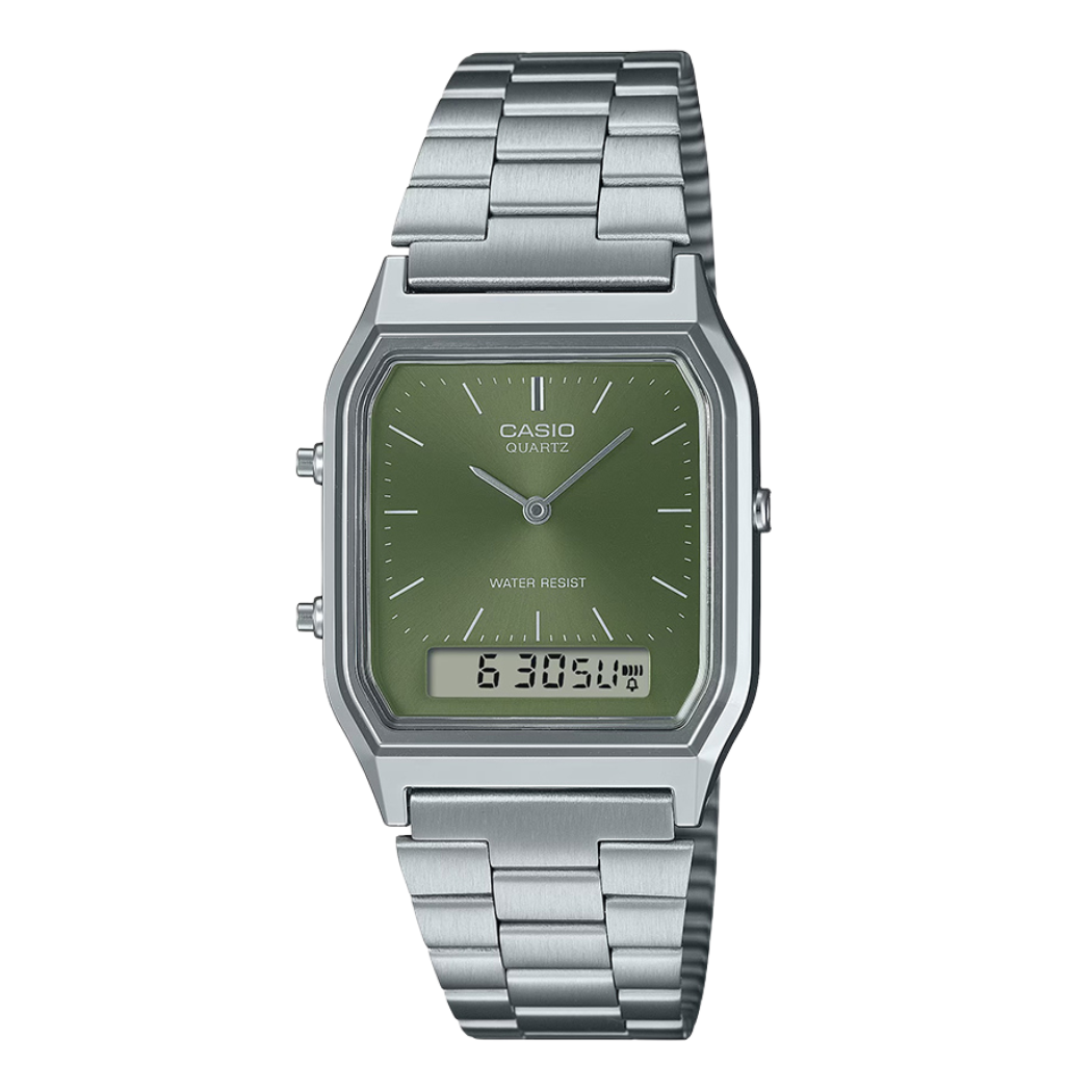 Casio Vintage Green Dial Gents Watch - AQ-230A-3AMQYDF