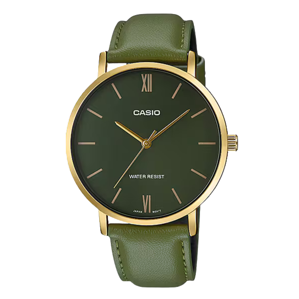 Casio Green Dial Gents Watch - MTP-VT01GL-3BUDF