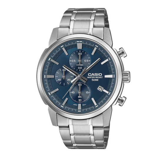Casio Blue Dial Chronograph Gents Watch - MTP-E510D-2A2VDF