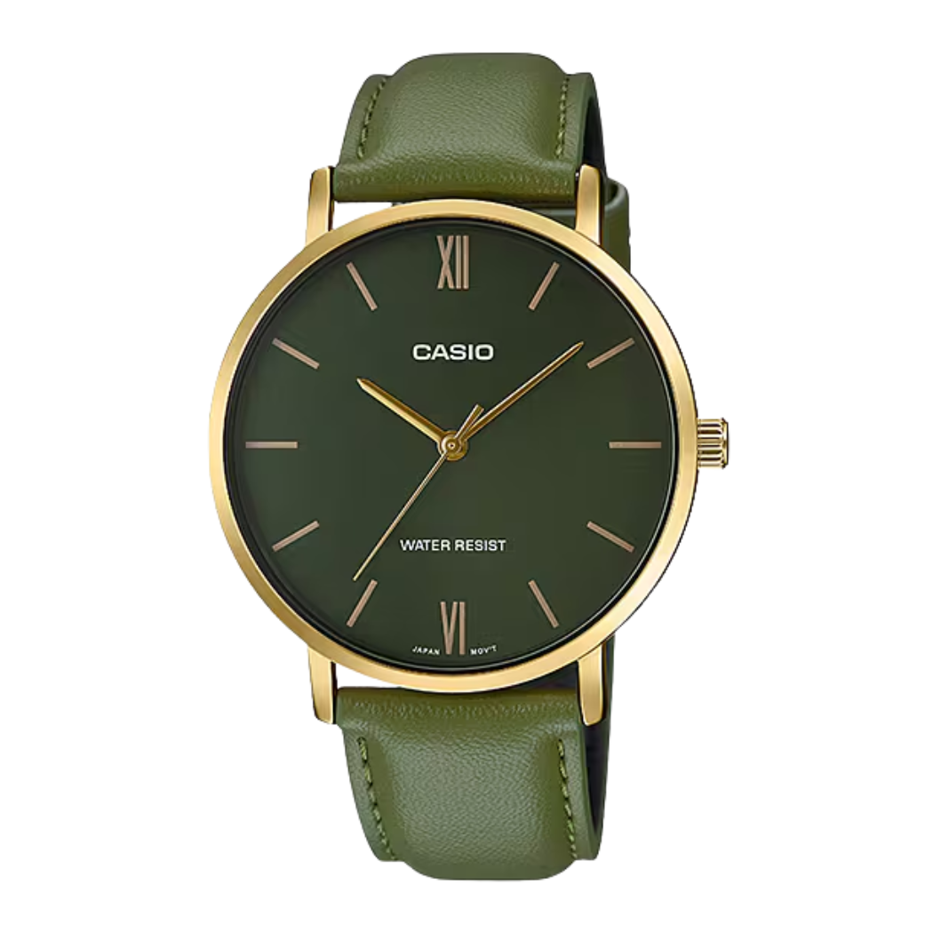Casio Green Dial Gents Watch - MTP-VTO1GL-3BUDF