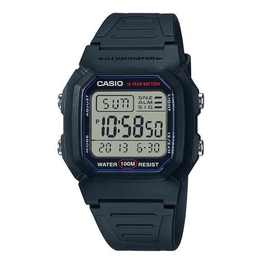 Casio Illuminator Black Dial Gents Watch - W-800H-1AVDF