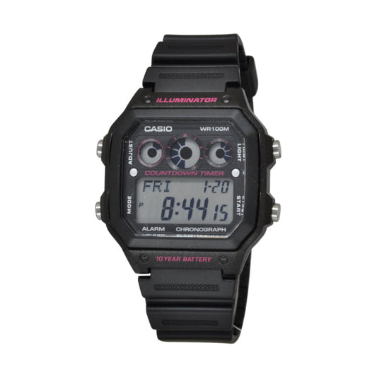 Casio Illuminator Black Dial Gents Watch - AE-1300WH-1A2VDF