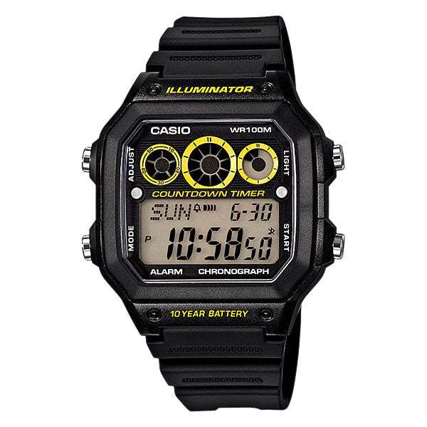 Casio Illuminator Black Dial Gents Watch - AE-1300WH-1AVDF