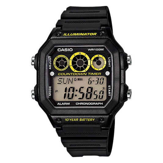 Casio Illuminator Black Dial Gents Watch - AE-1300WH-1AVDF