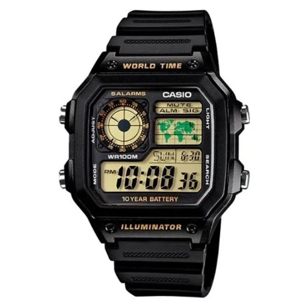 Casio Illuminator Black Dial Gents Watch - AE-1200WH-1BVDF