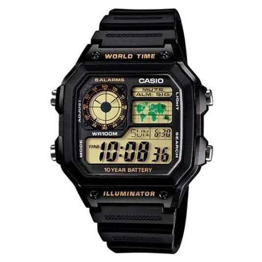Casio Illuminator Black Dial Gents Watch - AE-1200WH-1BVDF