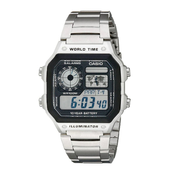 Casio Illuminator Silver Dial Gents Watch - AE-1200WHD-1AVDF